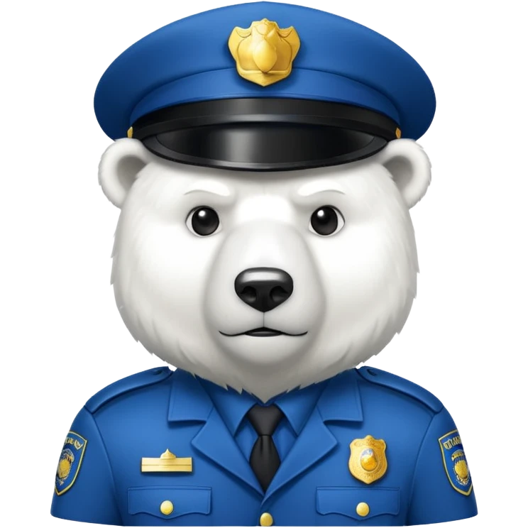Make a humanoid polar bear dressed as a police emoji