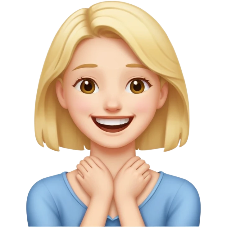 Girl holding neck with hands crossed laughing  emoji