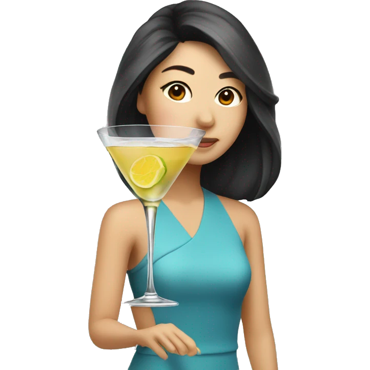 Pretty Asian cool drinking martini emoji