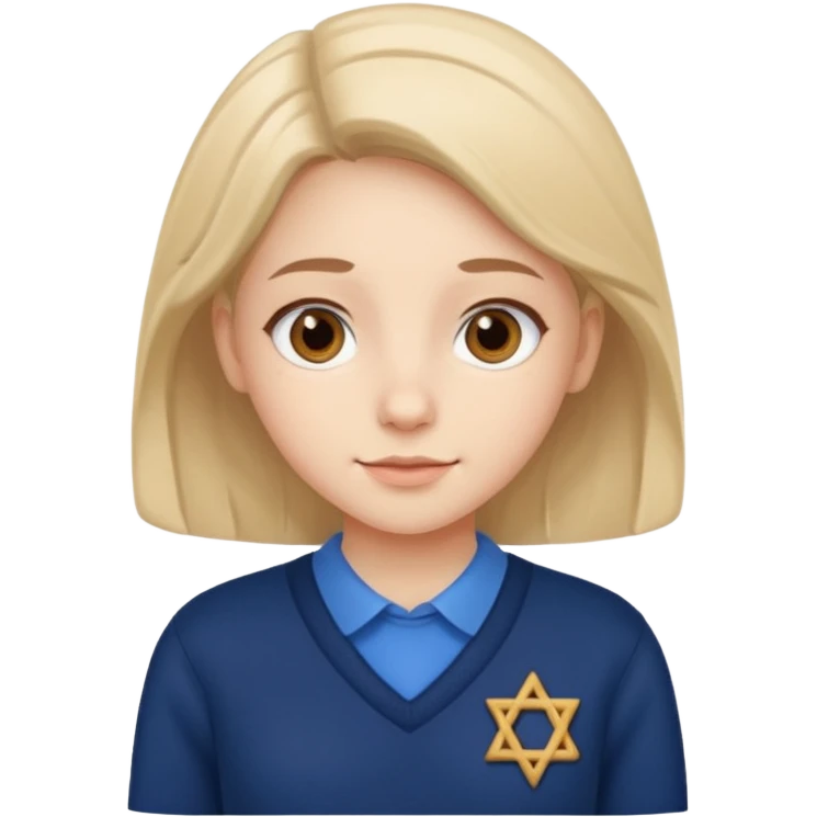 cute school girl jewish blue shirt navy jumper emoji
