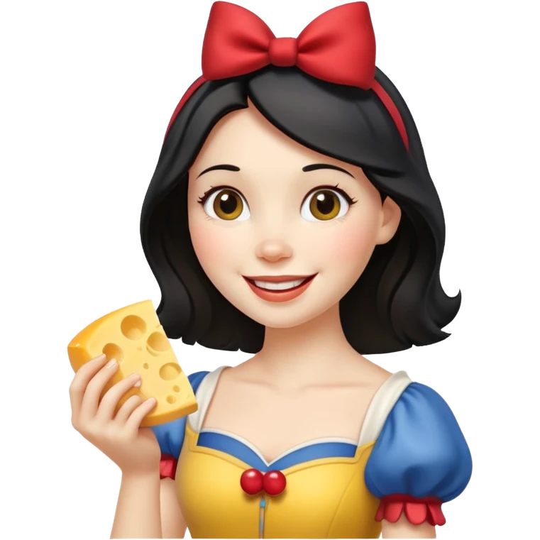 Happy Snow White with cheese emoji