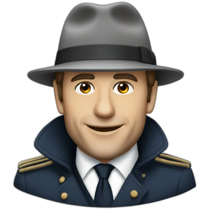 Macron with a hat emoji
