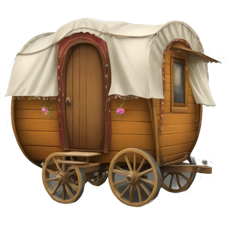 Realistic vintage round gypsy caravan wagon camper emoji