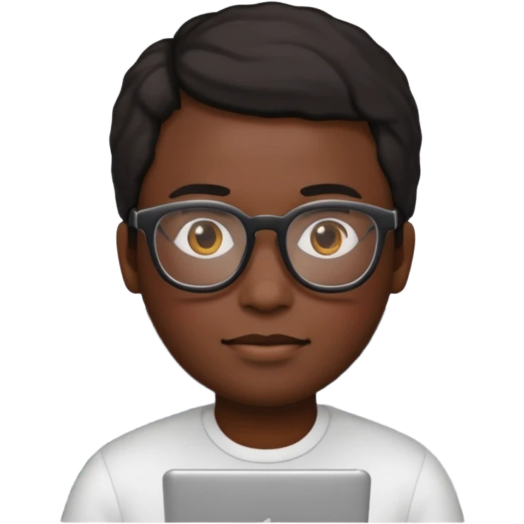 developer emoji, person with glasses and code on screen, black skin tone emoji