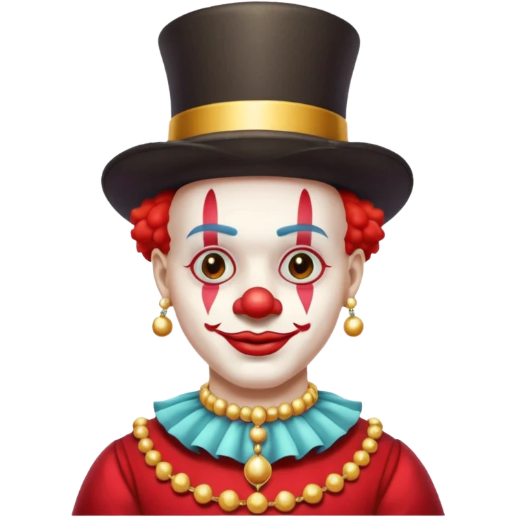 Clown with big top hat, shirt and necklace emoji