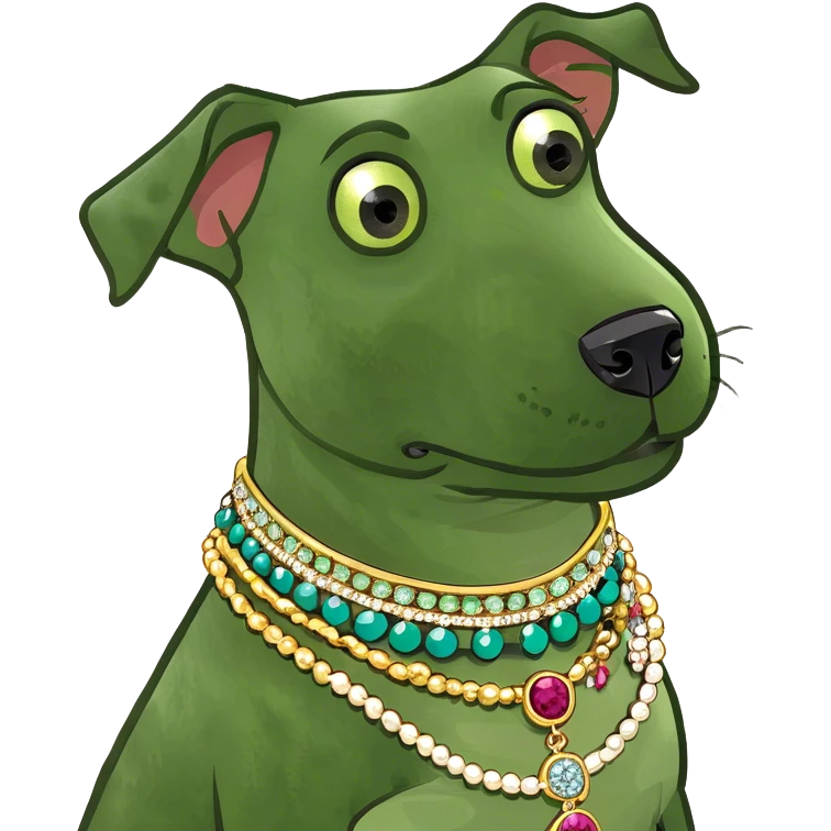 Dog with lots of jewelry  emoji