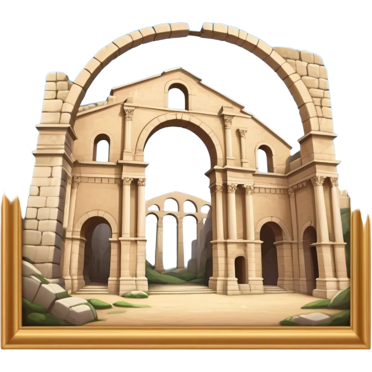 Cinematic Realistic Pula Arena Landmark Emoji, presenting the grand Roman amphitheater with towering stone arches. emoji