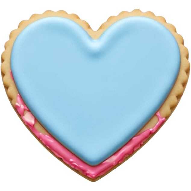 Realistic shortbread cookie in the shape of a heart with pastel blue emoji
