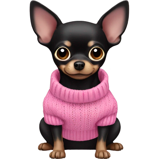 Black chihuahua in pink sweater emoji