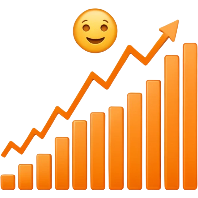 orange and white line chart emoji style upward trend emoji