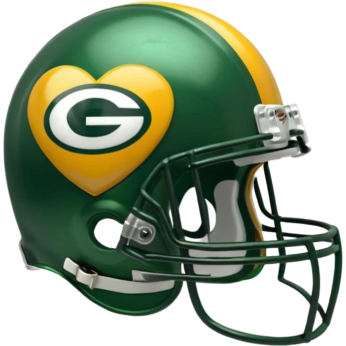 Green Bay packers helmet with a heart near it emoji
