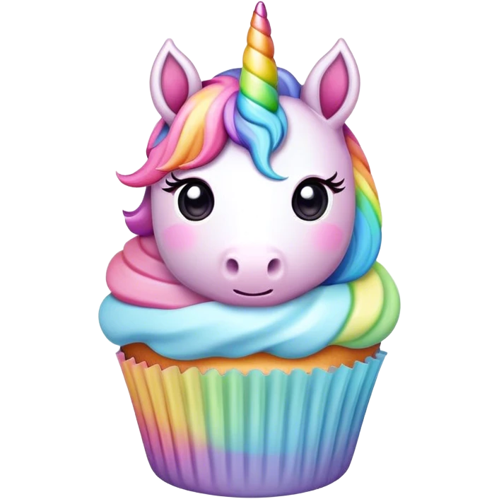 kawaii pastel rainbow unicorn cupcake emoji