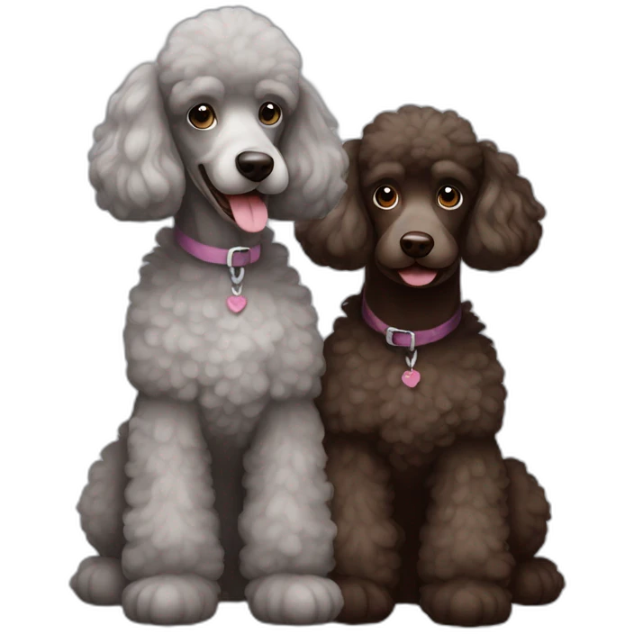 Chocolate and grey two poodles emoji