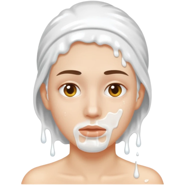 White liquid on a face emoji