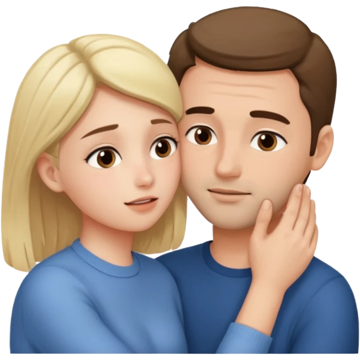 Girl touching his face with both hand, and smoothly rubbing the face emoji