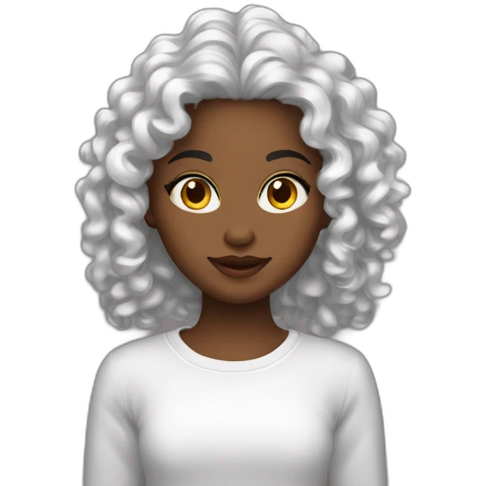 Fille metisse cheveux long noir bouclé emoji
