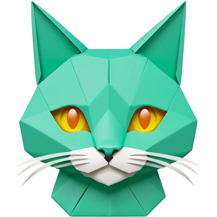 origami cat in color green mint rgb(168, 251, 211) emoji