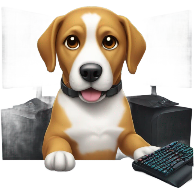 Dog at a gaming setup emoji