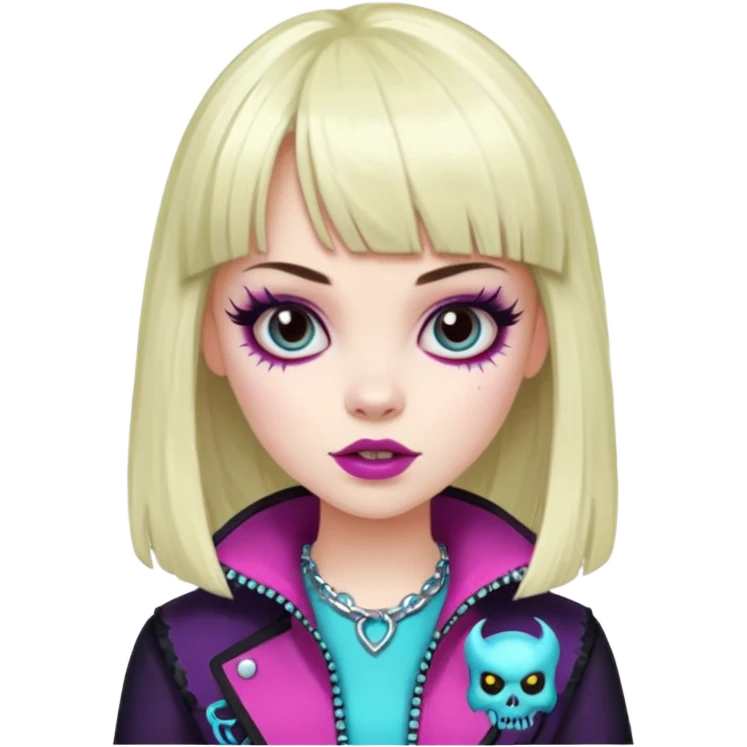 quero uma menina de franja parecendo uma monster h emoji