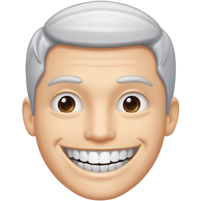 White guy with straight smile showing off 3 silver grillz emoji