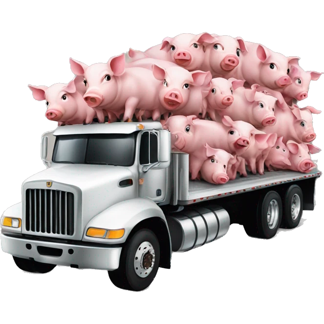 A 18 wheeler truck full of piglets emoji