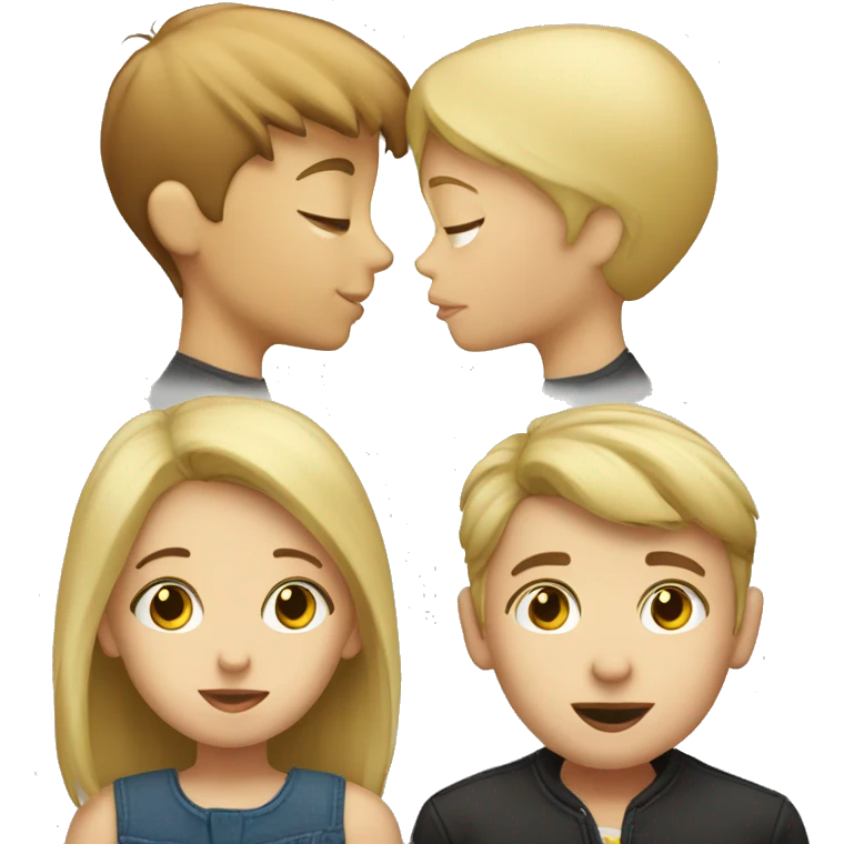 Blonde girl kissing a boy with brown short hair emoji
