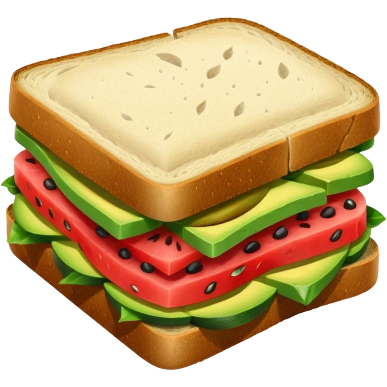 Sandwich with watermelon, wood and avocado emoji