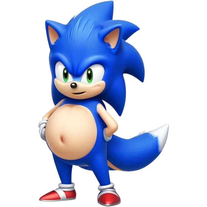 sonic the hedgehog with a pregnant belly emoji