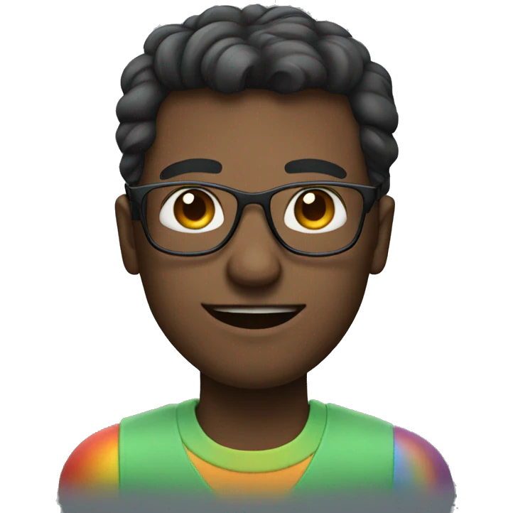 Guy with glasses and rainbow emoji