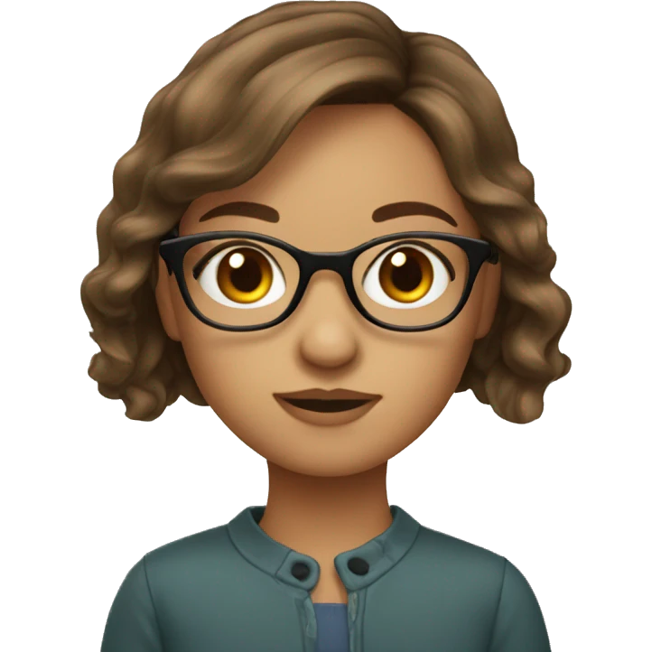 Cute brown haired girl with glasses and curtain bangs emoji