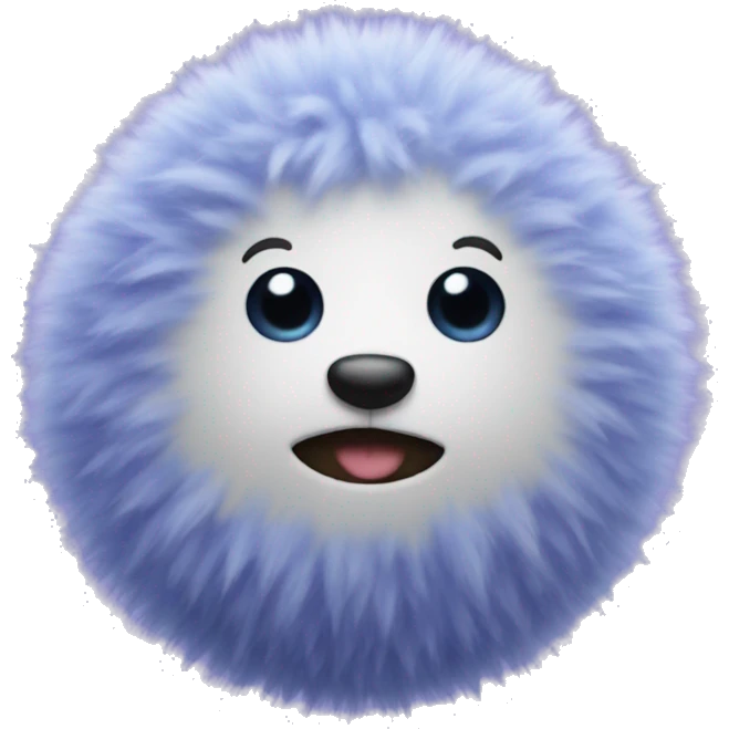 blue fluffy ball with purple polka dots emoji