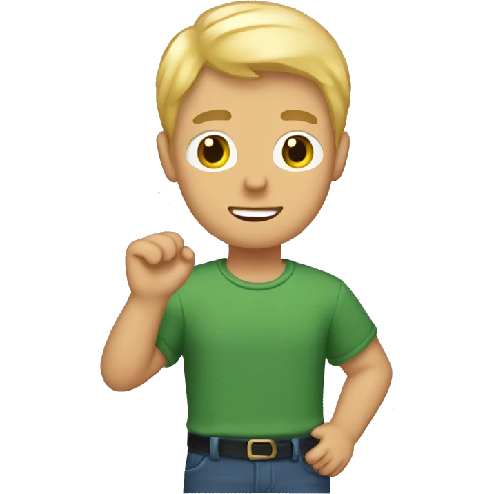 a man with blond short hair and a little bit of a beart and a green leave in his hand emoji