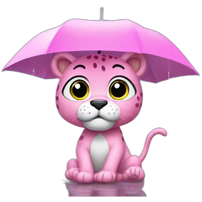 pink panther under rain emoji