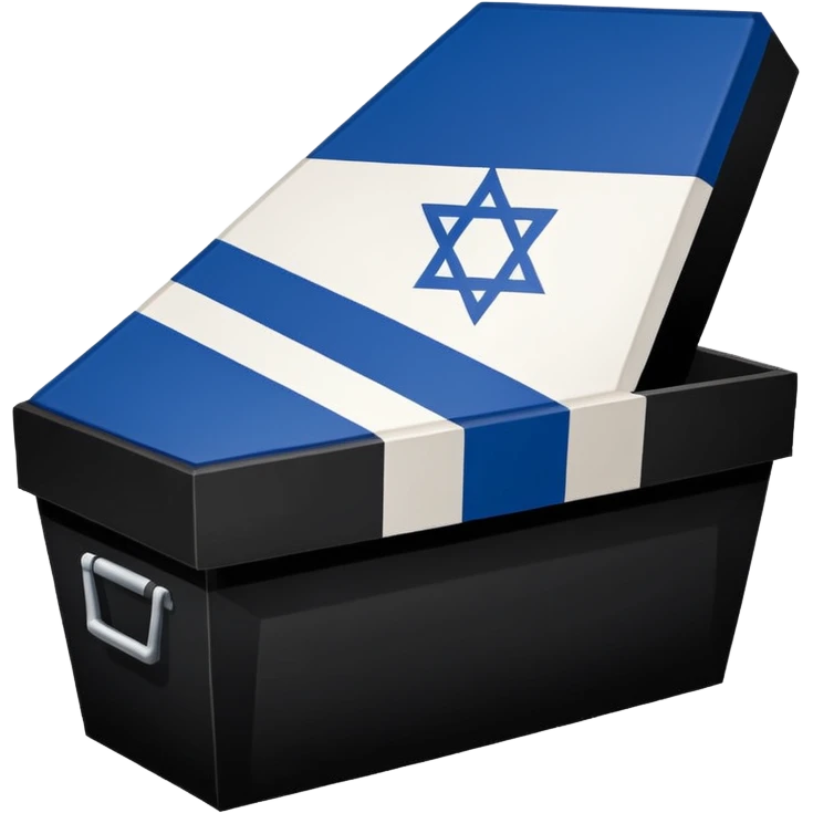 Israel flag star turning inwards to look like trash then a coffin till it says the end in all blue background  emoji