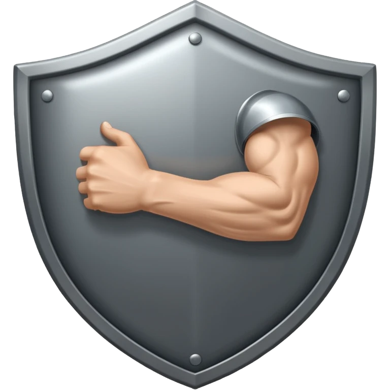 Steel gray shield with bicep flex icon emoji