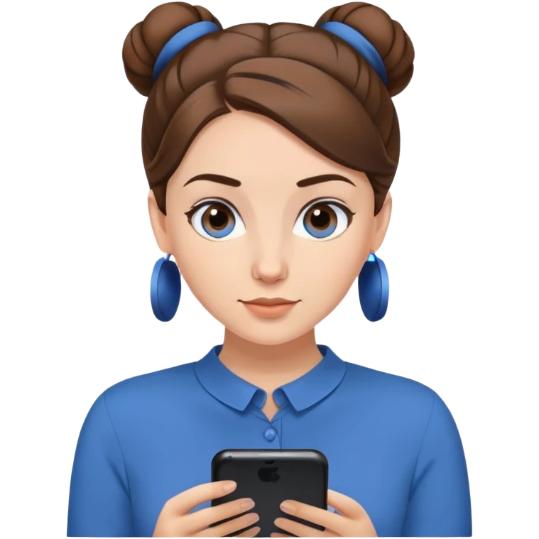 a girl with a blue blouse and the brown hair bun, and her job is a podcaster emoji