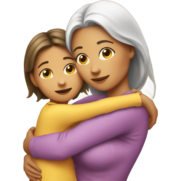 Mother huggings with a girl emoji