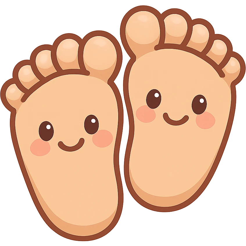 two feet soles, smiling expression, cartoon emoji style, inspired by reference image emoji