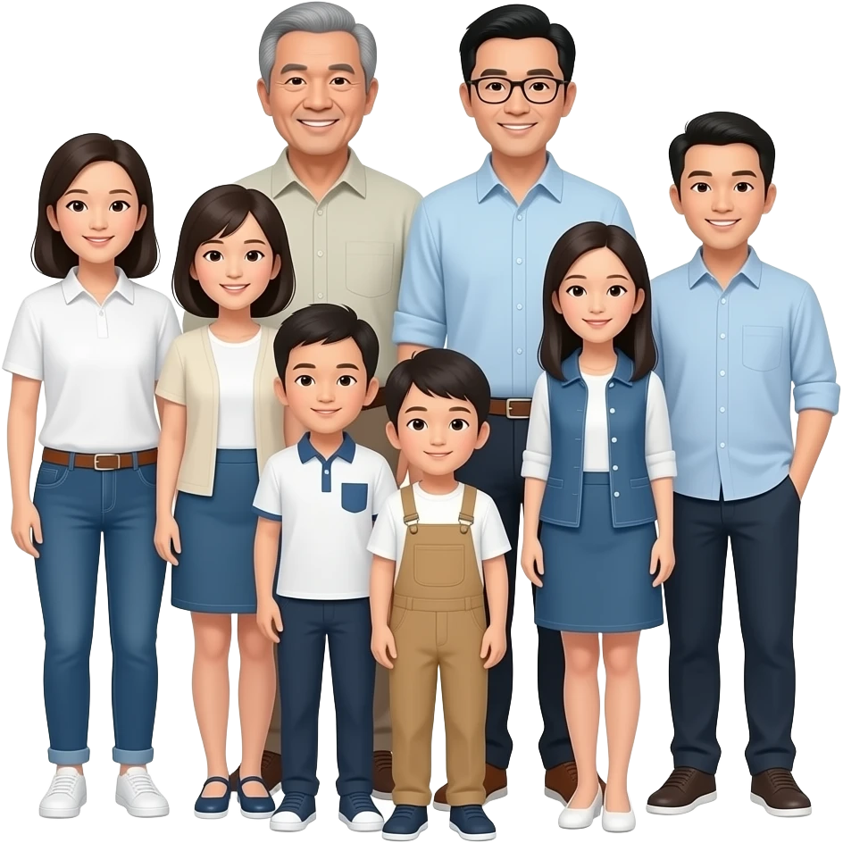 Large asian family emoji