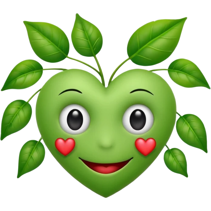 Heart smiley face with plant eyes emoji