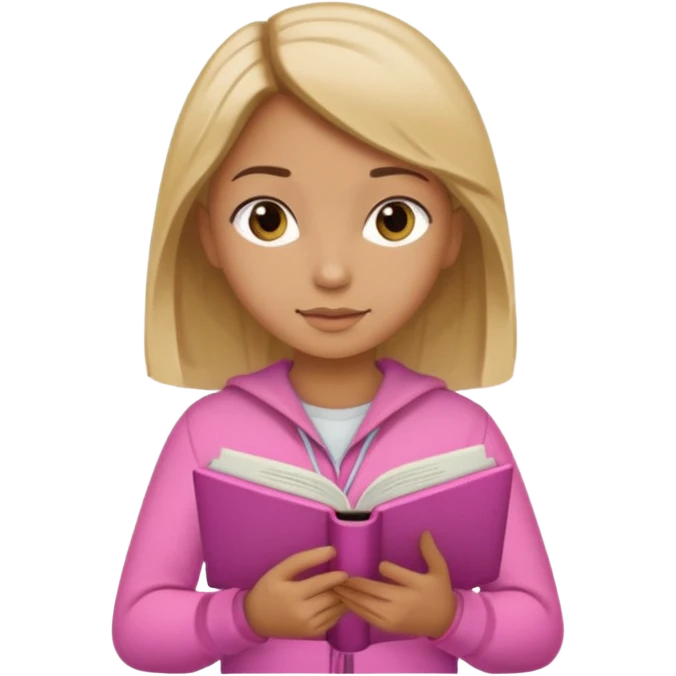 Pink clothes girl with Brown Blonde hair reading a book emoji