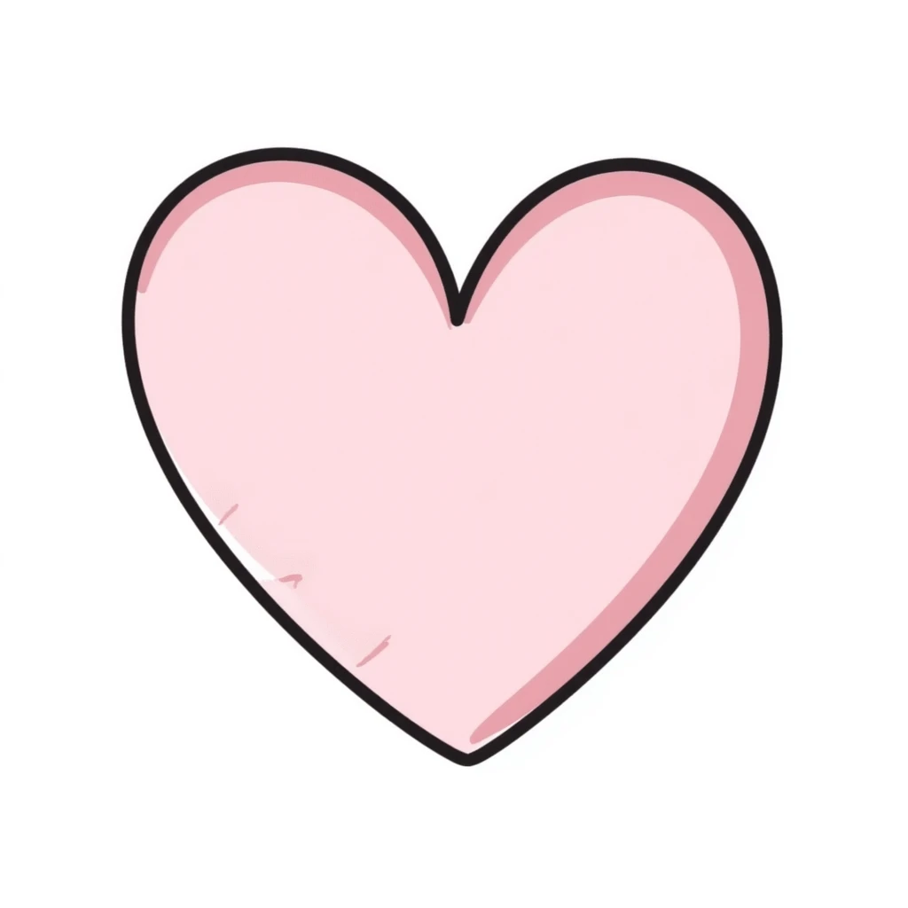 light pink heart, hand drawn doodle style emoji