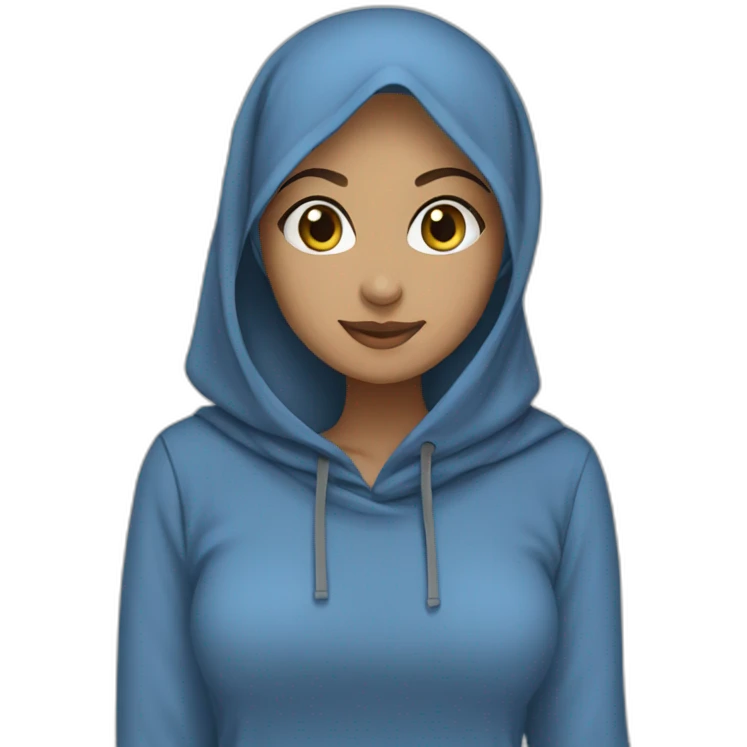 Hijab girl Blue hoodie wearing  emoji