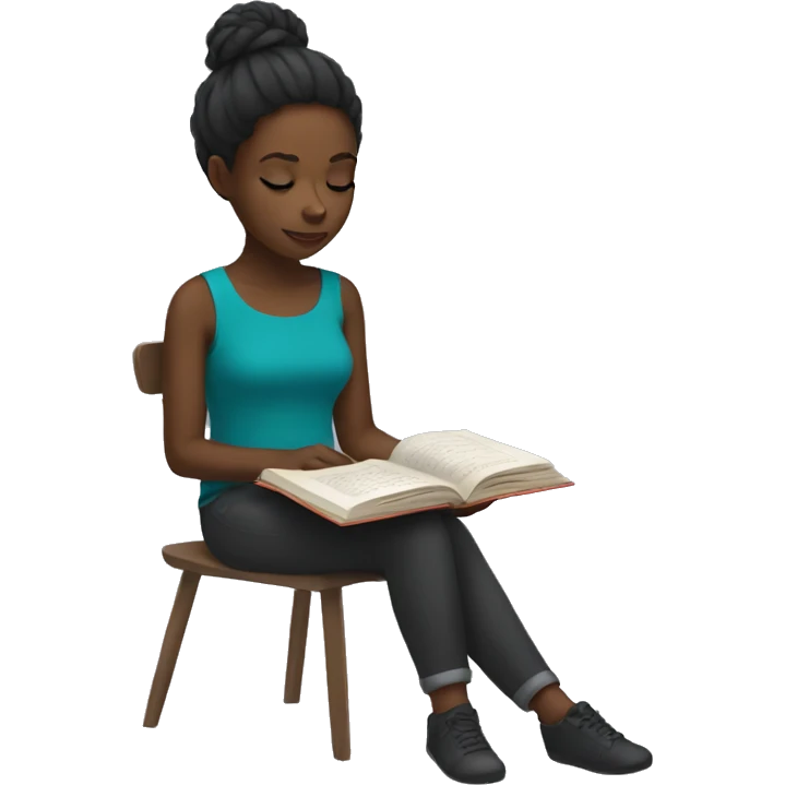 black girl reading emoji