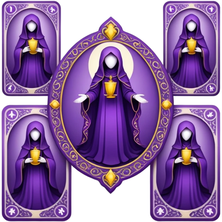 Purple tarots faceless cards emoji