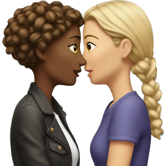 One woman whispers into the ear of another woman. emoji
