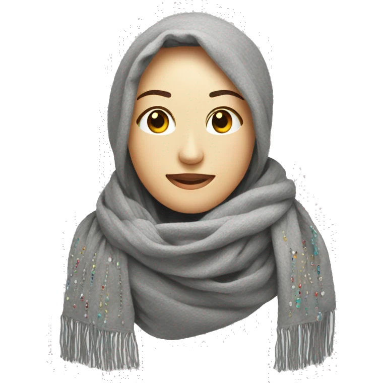gray scarf embroidered with beads emoji