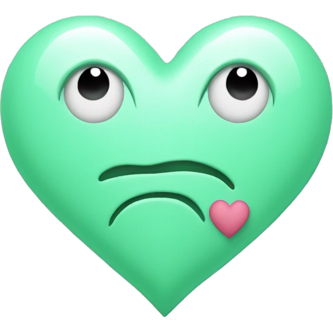 Mint green heart shape with heart shaped eyes in lighter green emoji