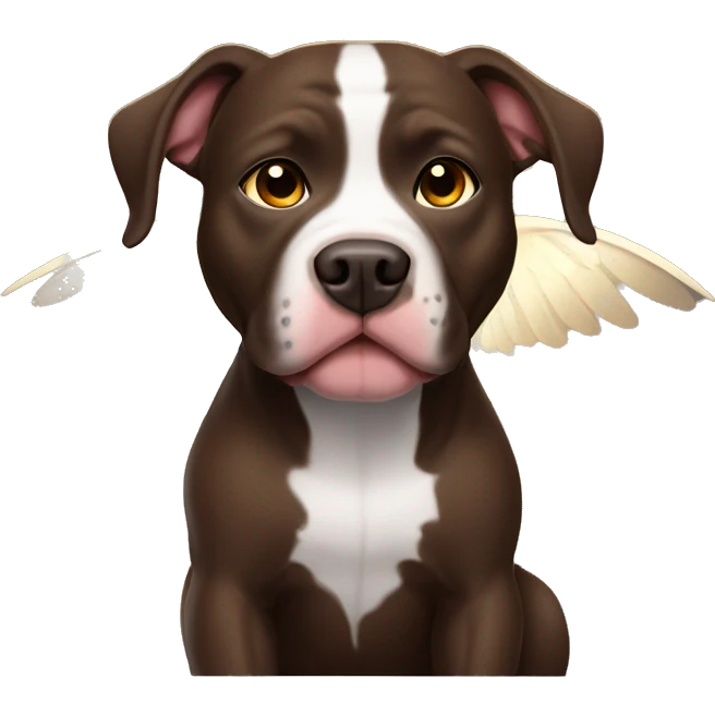 Dark brown pitbull with halo and wings emoji