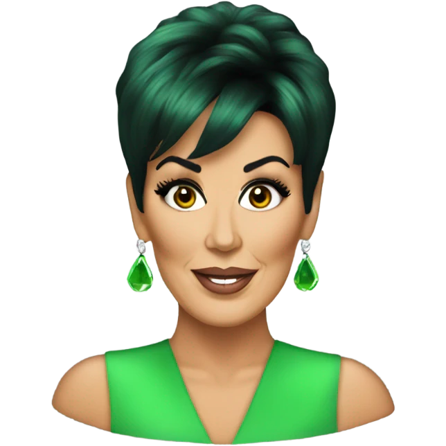 Kris Jenner with a green toupee emoji